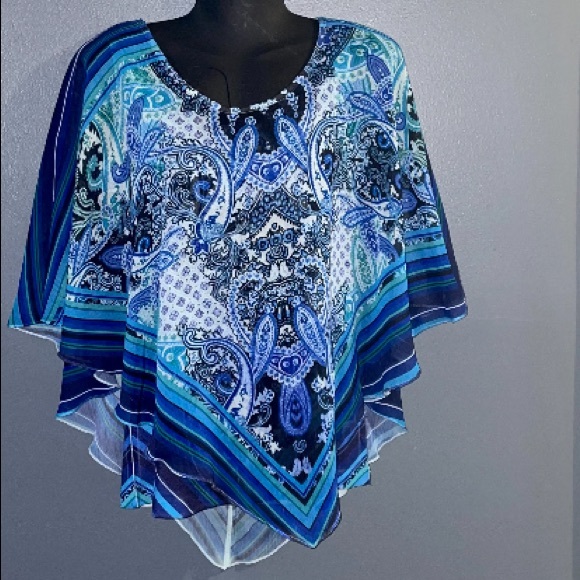 Covington 2 piece set. Blue and white Tank Top and sheer matching top - Picture 13 of 13